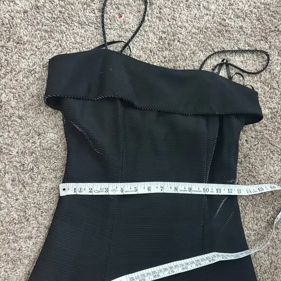 VTG Night Way Collections Metallic Black Ball Gown Dress 4 Spaghetti Strap - Picture 9 of 16